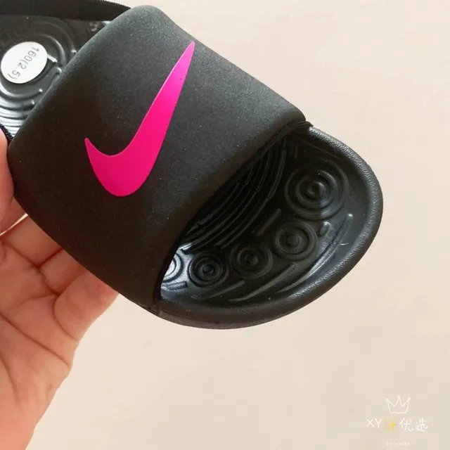 Nike Kawa Slide White and Black Kids Slippers 15
