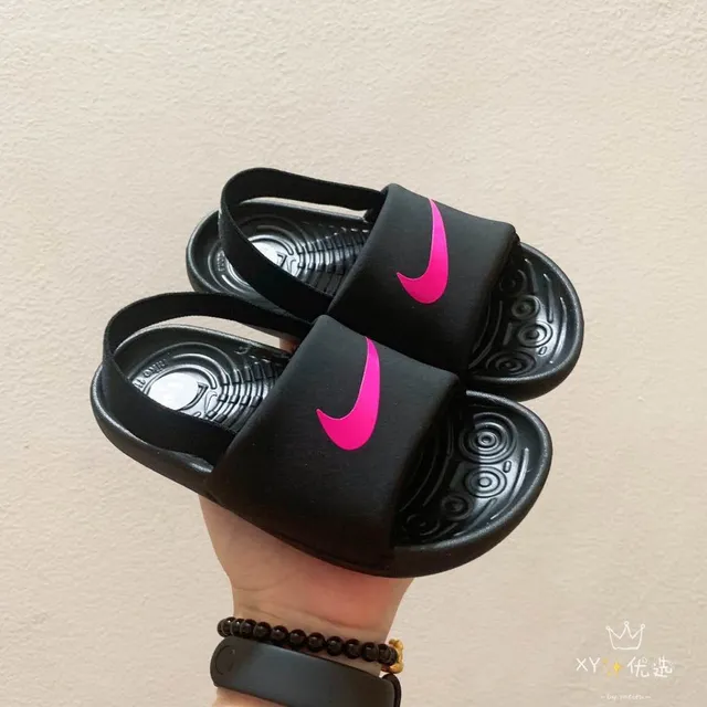 Nike Kawa Slide White and Black Kids Slippers 19