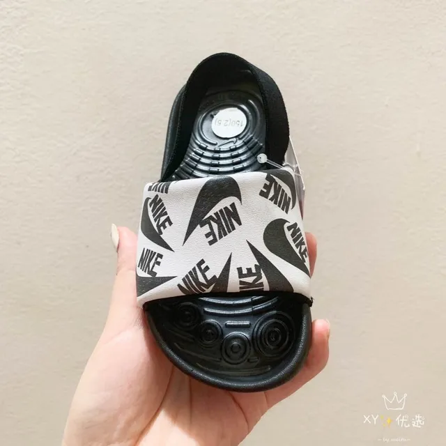 Nike Kawa Slide White and Black Kids Slippers 22