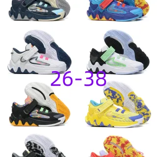 Nike Niños Azul Marino y Azul Claro Sin Cordones Zapatos de Baloncesto