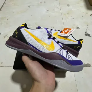 Nike Kobe White Purple Low-Top Silhouette Knit Mesh Upper Basketball Shoes