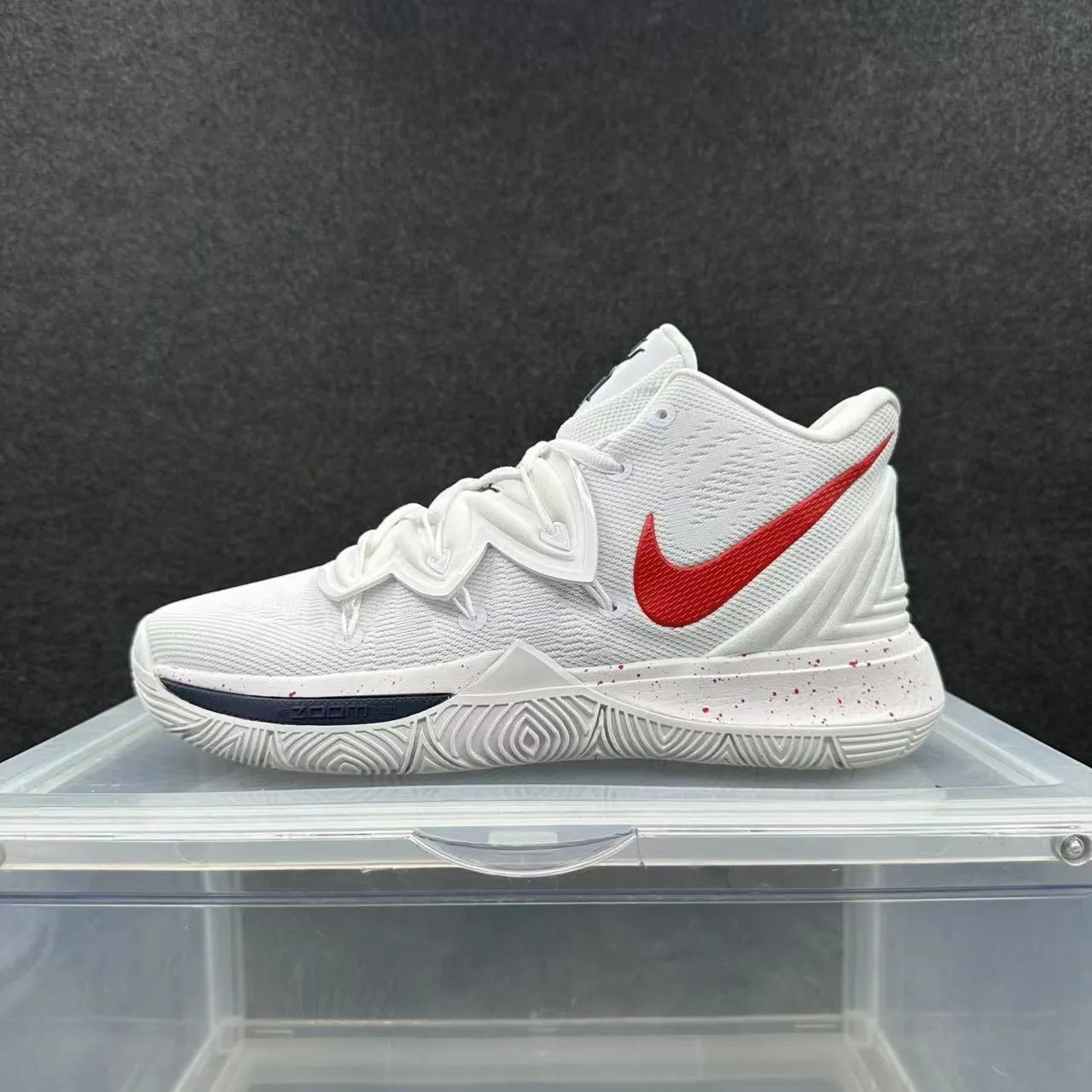 Nike Kyrie 5 White Red Speckled Basketball Shoes 2