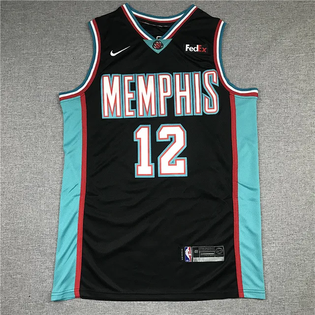 Nike Memphis Grizzlies Ja Morant #12 Noir Bleu Sans Manches Maille Tissu Maillot 2