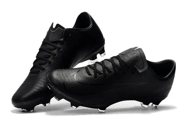 Nike Mercurial Noir Argent Haut Synthétique Système de Lacets Asymétrique Terrain Ferme Chaussures de Football 3