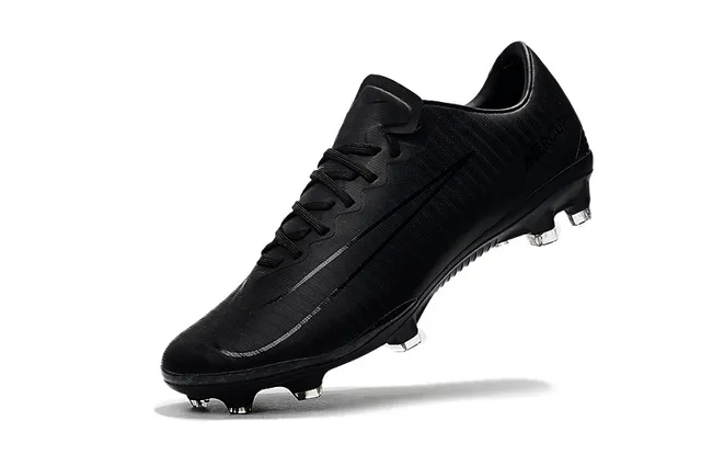 Nike Mercurial Noir Argent Haut Synthétique Système de Lacets Asymétrique Terrain Ferme Chaussures de Football 5