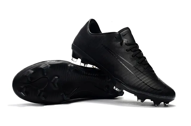 Nike Mercurial Noir Argent Haut Synthétique Système de Lacets Asymétrique Terrain Ferme Chaussures de Football 6