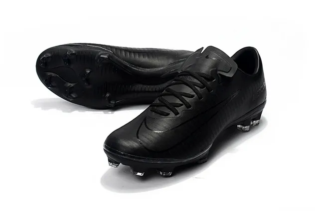 Nike Mercurial Noir Argent Haut Synthétique Système de Lacets Asymétrique Terrain Ferme Chaussures de Football 7