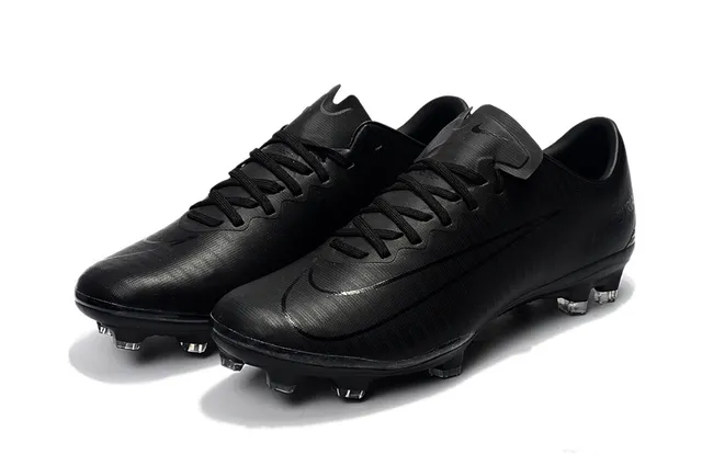 Nike Mercurial Noir Argent Haut Synthétique Système de Lacets Asymétrique Terrain Ferme Chaussures de Football 9
