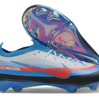 Nike Mercurial Blue Red Low-Cut Dynamic Fit Collar Asymmetrical Lacing Firm-Ground Soccer Shoes