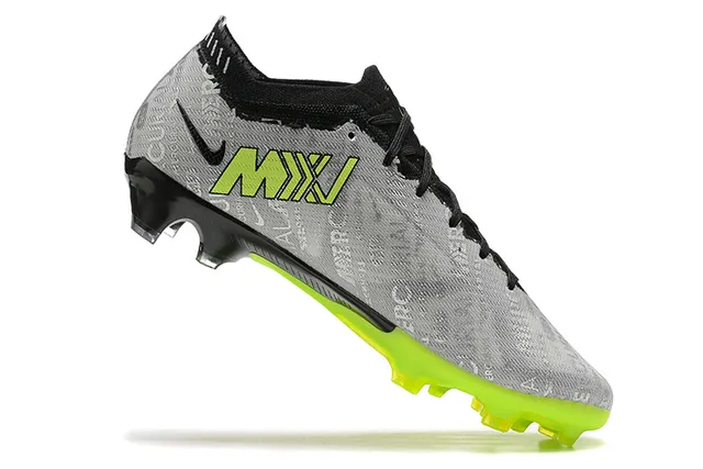 Nike Mercurial Gray Green Low-Cut Sock-Fit Upper Textured Print Firm-Ground Soccer Shoes 3