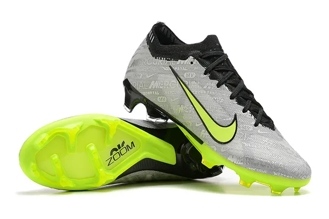Nike Mercurial Gray Green Low-Cut Sock-Fit Upper Textured Print Firm-Ground Soccer Shoes 6