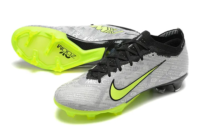 Nike Mercurial Gray Green Low-Cut Sock-Fit Upper Textured Print Firm-Ground Soccer Shoes 7