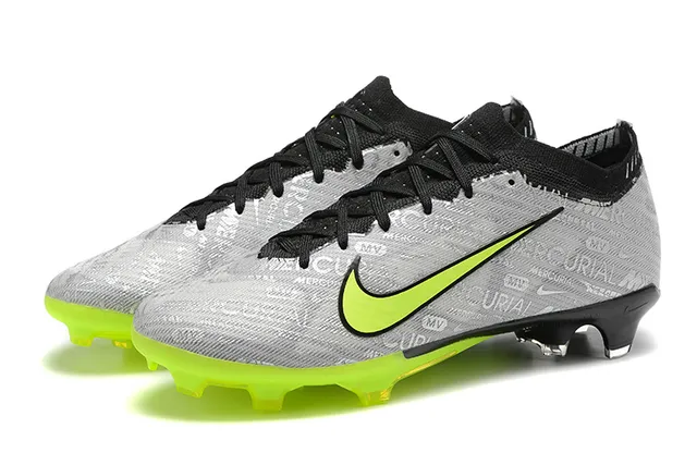 Nike Mercurial Gray Green Low-Cut Sock-Fit Upper Textured Print Firm-Ground Soccer Shoes 8
