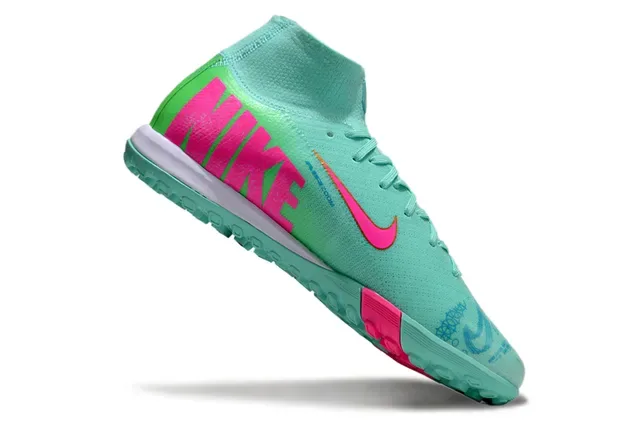 Nike Mercurial সবুজ গোলাপি হাই-কাট Flyknit কলার Molded Outsole টার্ফ সকার শু 2