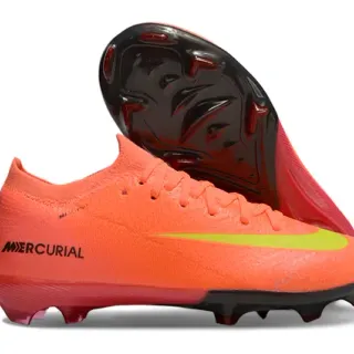 Nike Mercurial Orange Yellow Low-Cut Knit Upper Dynamic Fit Collar Firm-Ground Soccer Shoes
