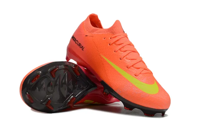 Nike Mercurial Orange Yellow Low-Cut Knit Upper Dynamic Fit Collar Firm-Ground Soccer Shoes 2