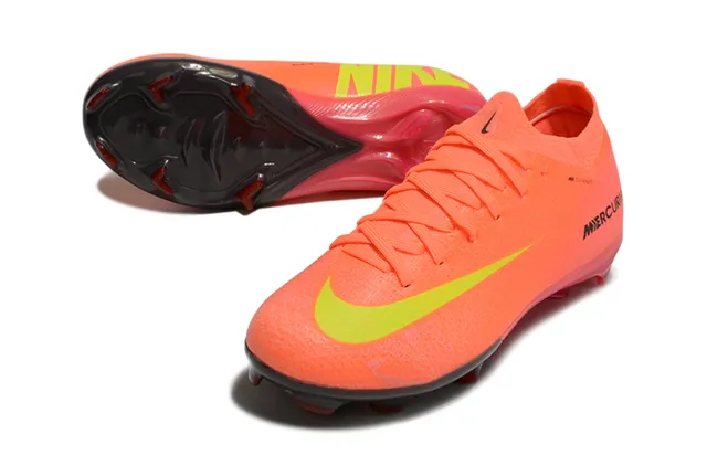 Nike Mercurial Orange Yellow Low-Cut Knit Upper Dynamic Fit Collar Firm-Ground Soccer Shoes 3