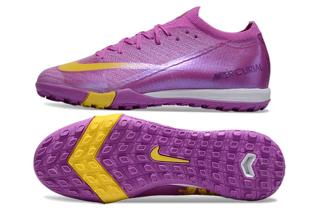 Nike Mercurial Chaussures de football turf avec upper en tricot iridiscent en violet jaune, accent contraste 5