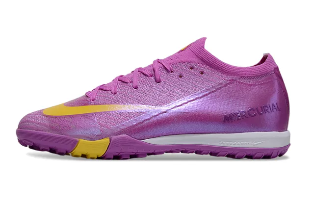 Nike Mercurial Chaussures de football turf avec upper en tricot iridiscent en violet jaune, accent contraste 8