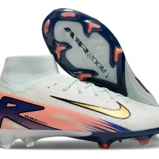 Nike Mercurial Superfly Air Zoom White Coral Navy Gold Firm-Ground Soccer Shoes