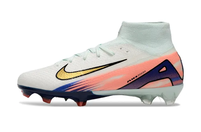 Nike Mercurial Superfly Air Zoom White Coral Navy Gold Firm-Ground Soccer Shoes 7
