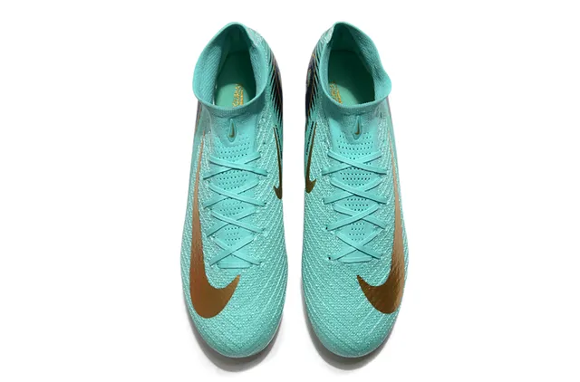 Nike Mercurial Superfly Bleu Or Haut Ajuste de Chaussette Chaussures de Football pour Terrain Ferme 2