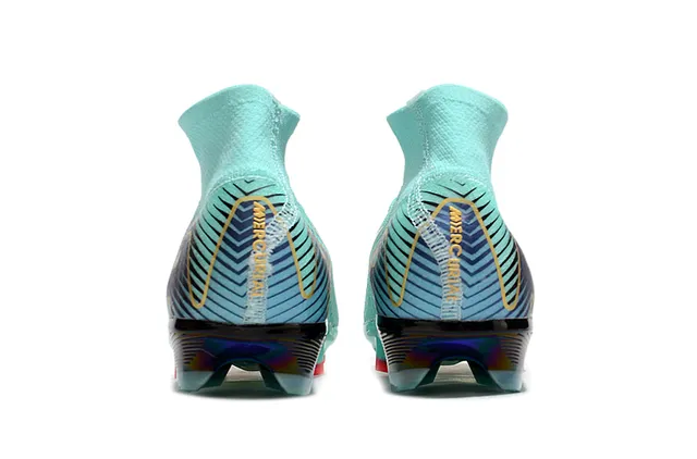Nike Mercurial Superfly Bleu Or Haut Ajuste de Chaussette Chaussures de Football pour Terrain Ferme 4