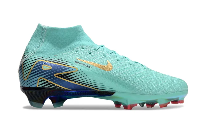 Nike Mercurial Superfly Bleu Or Haut Ajuste de Chaussette Chaussures de Football pour Terrain Ferme 7