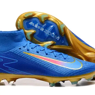 Nike Mercurial Superfly Blue Gold Iridescent Firm-Ground Soccer Shoes