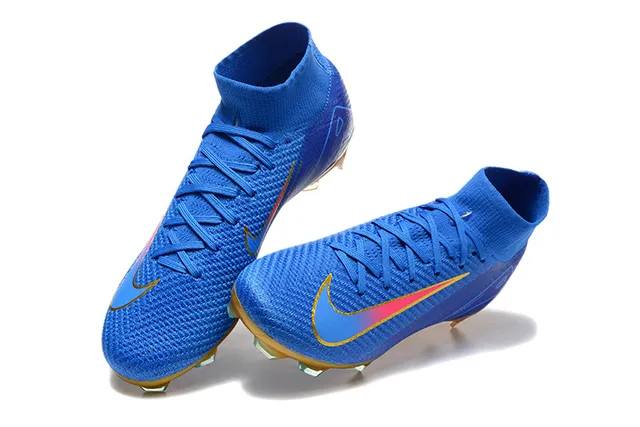 Nike Mercurial Superfly Blue Gold Iridescent Firm-Ground Soccer Shoes 3