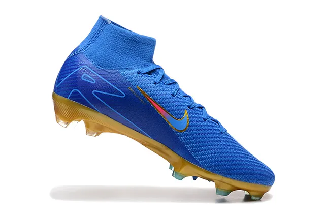 Nike Mercurial Superfly Blue Gold Iridescent Firm-Ground Soccer Shoes 4