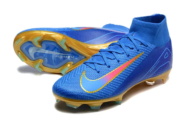Nike Mercurial Superfly Blue Gold Iridescent Firm-Ground Soccer Shoes 7
