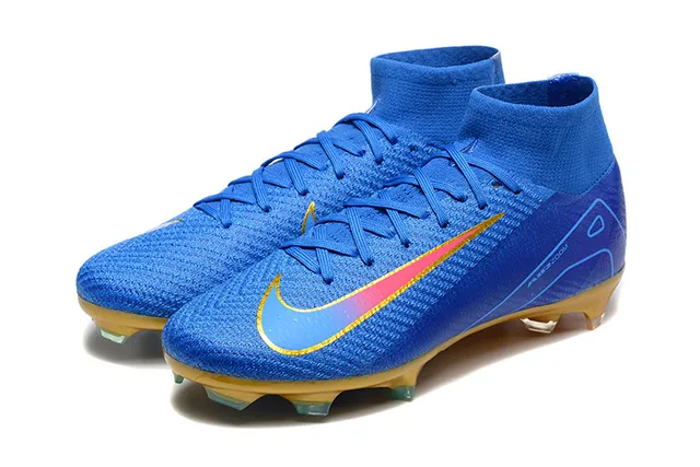 Nike Mercurial Superfly Blue Gold Iridescent Firm-Ground Soccer Shoes 8