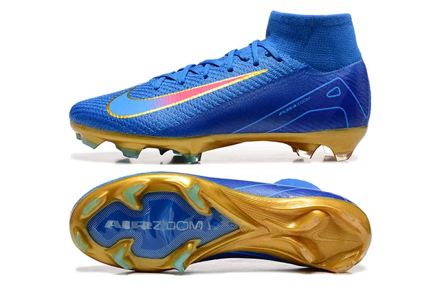 Nike Mercurial Superfly Blue Gold Iridescent Firm-Ground Soccer Shoes 9