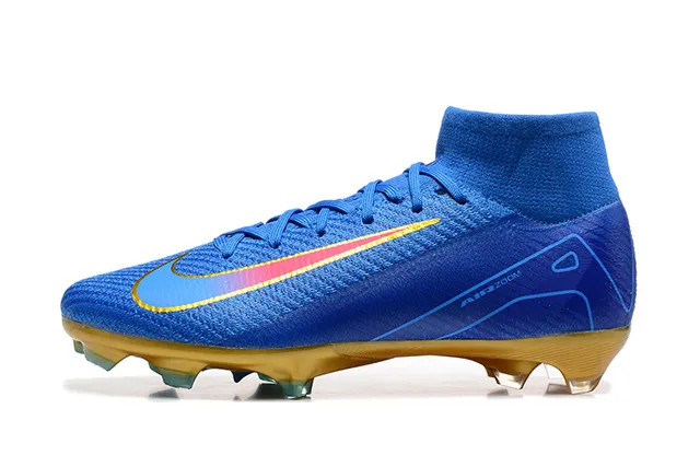 Nike Mercurial Superfly Blue Gold Iridescent Firm-Ground Soccer Shoes 10