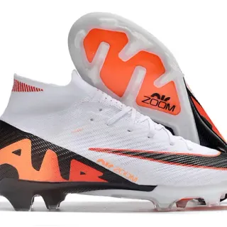 Nike Mercurial Superfly White Black Orange Firm-Ground Soccer Shoes