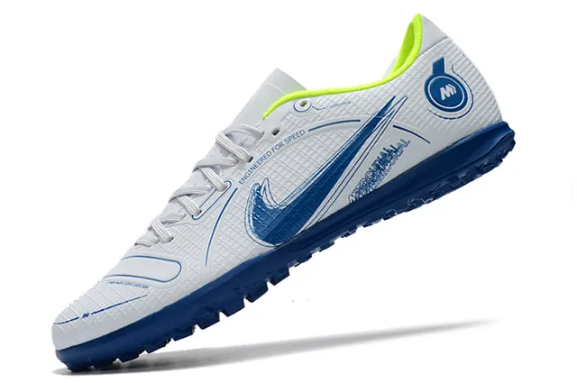 Nike Mercurial Turf branco azul verde neón Turf sapatos de futebol 3
