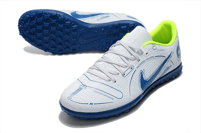 Nike Mercurial Turf branco azul verde neón Turf sapatos de futebol 4