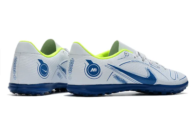 Nike Mercurial Turf branco azul verde neón Turf sapatos de futebol 5