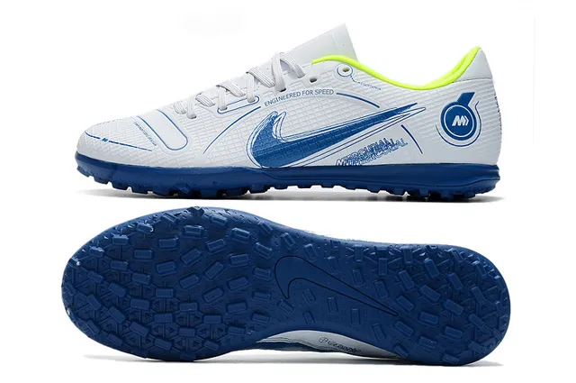 Nike Mercurial Turf branco azul verde neón Turf sapatos de futebol 6