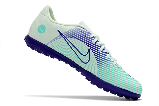 Nike Mercurial Turf branco azul verde neón Turf sapatos de futebol 8