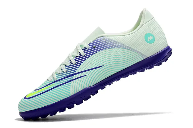 Nike Mercurial Turf branco azul verde neón Turf sapatos de futebol 9