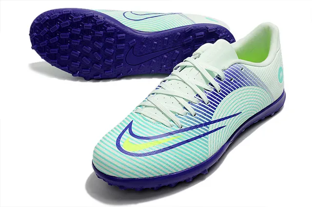 Nike Mercurial Turf branco azul verde neón Turf sapatos de futebol 10