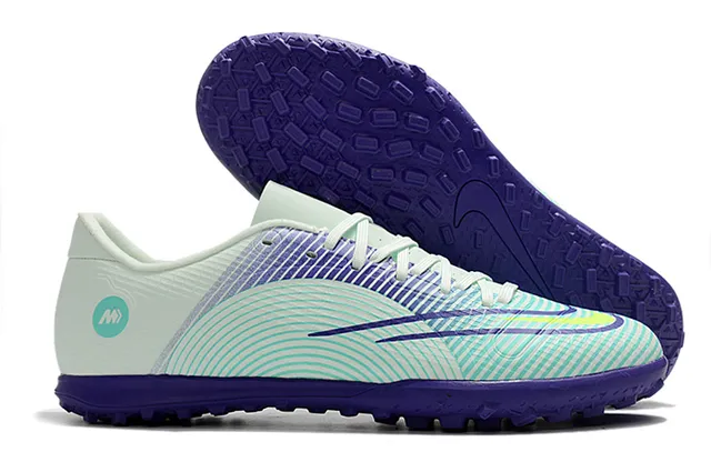 Nike Mercurial Turf branco azul verde neón Turf sapatos de futebol 12