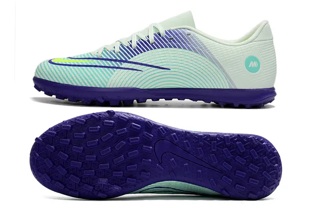 Nike Mercurial Turf branco azul verde neón Turf sapatos de futebol 13