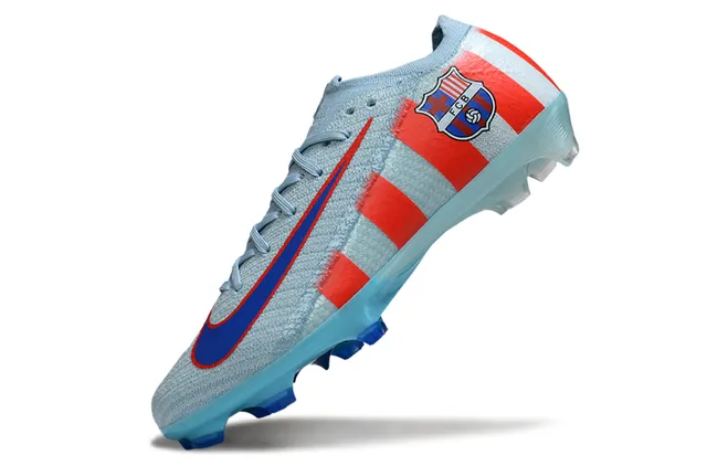 Nike Mercurial Vapor Blue Red Flyknit Upper Asymmetric Lacing Firm-Ground Soccer Shoes 3