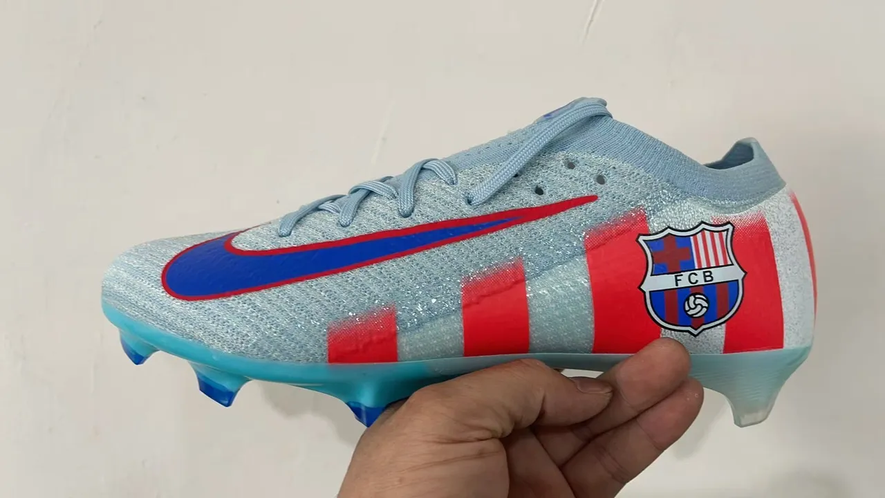 Nike Mercurial Vapor Blue Red Flyknit Upper Asymmetric Lacing Firm-Ground Soccer Shoes 8