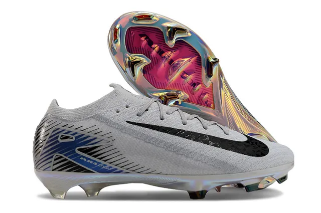 Nike Mercurial Vapor Gray Pink Knit Upper Iridescent Chrome Sole Firm-Ground Soccer Shoes 5