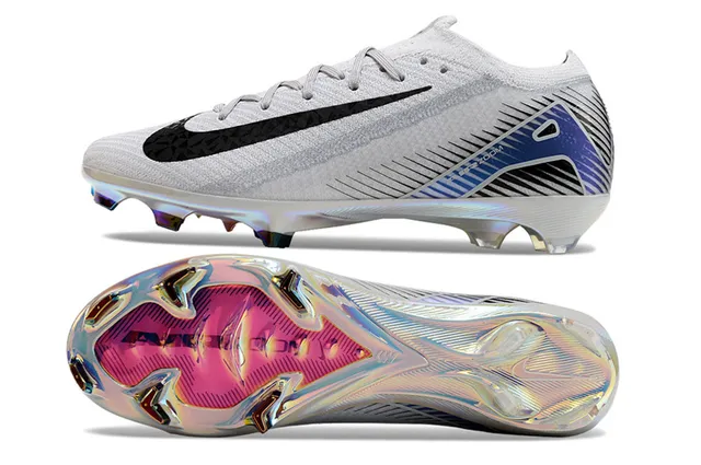 Nike Mercurial Vapor Gray Pink Knit Upper Iridescent Chrome Sole Firm-Ground Soccer Shoes 6