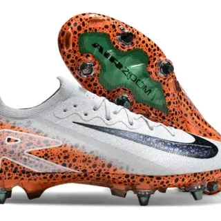 Nike Mercurial Vapor برتقالي أبيض Low-Cut Knit Upper سولة شفافة متبقعة Firm-Ground أحذية كرة قدم